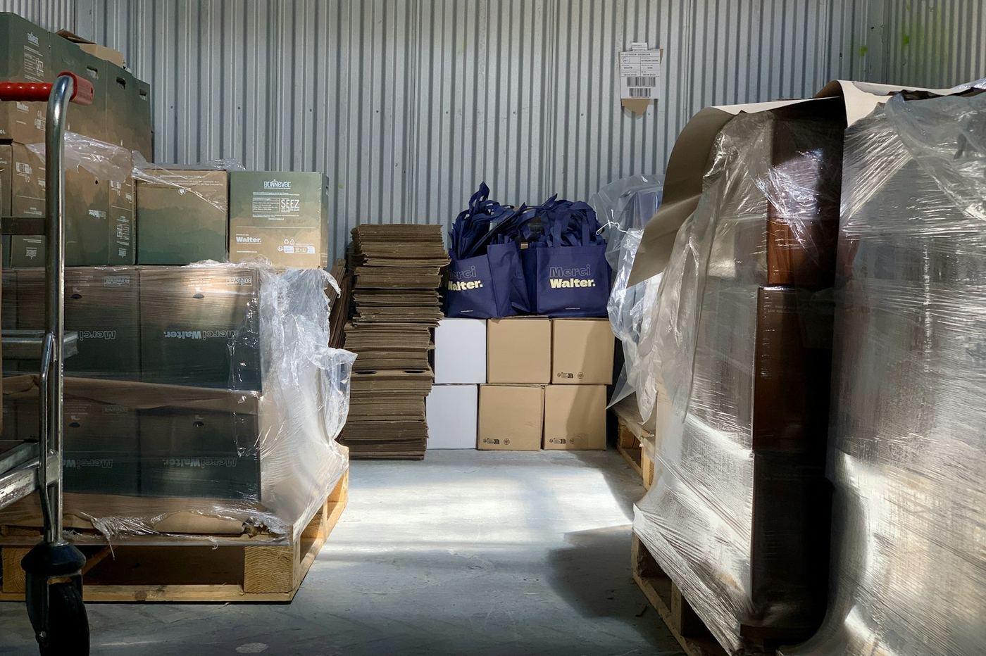 Stock on pallets inside a warehouse
